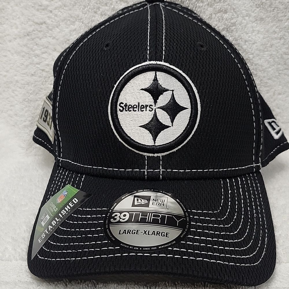 New Era 39Thirty Pittsburgh Steelers M/L & L/XL Stretchfit Hat - New
